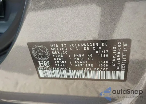 2017 Volkswagen Jetta Gli from USA, damaged, VIN 3VW4T7AJ5HM304679